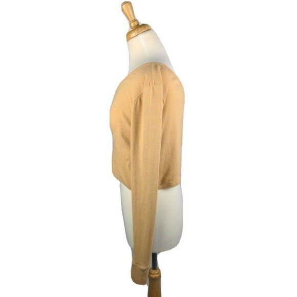 Open Edit Womens Crop Top One Shoulder Tan Ochre Ribbed Knit Size L NEW - Picture 9 of 12